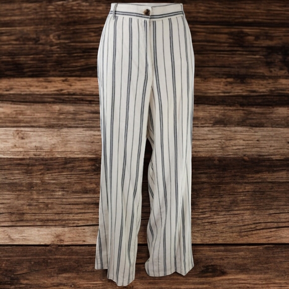 NWT H&M Wide Leg Linen Blend Trousers - Picture 3 of 9